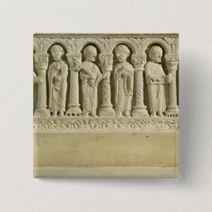 Apostles under Arcades, carved relief, c.1150 (sto 15 Cm Square Badge