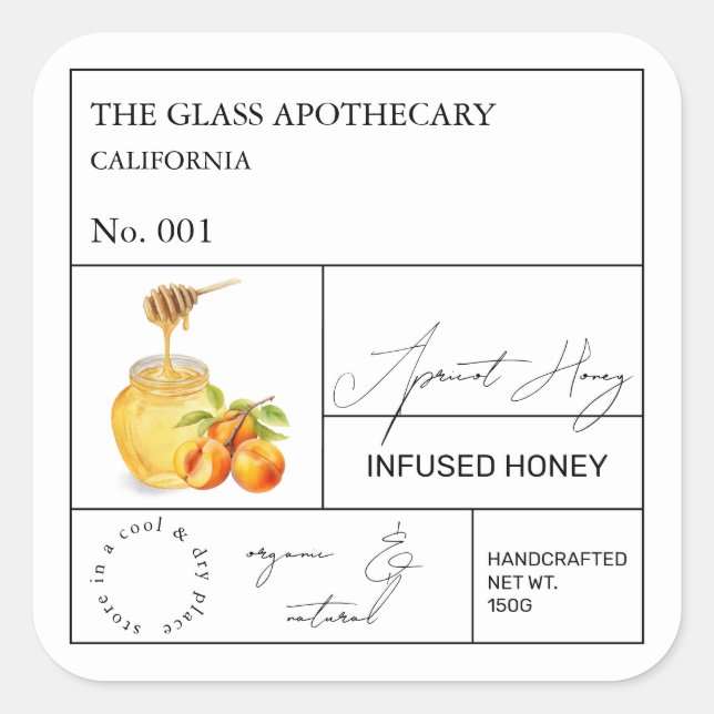 Apothecary Apricot Infused Honey Label (Front)