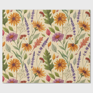 Apothecary Autumn Floral Garden Pattern Wrapping Paper