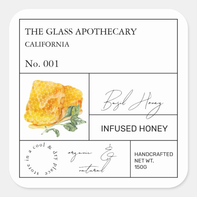 Apothecary Basil Infused Honey Label (Front)