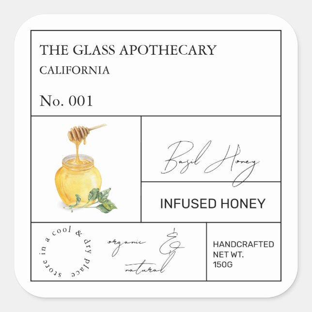 Apothecary Basil Infused Honey Label (Front)
