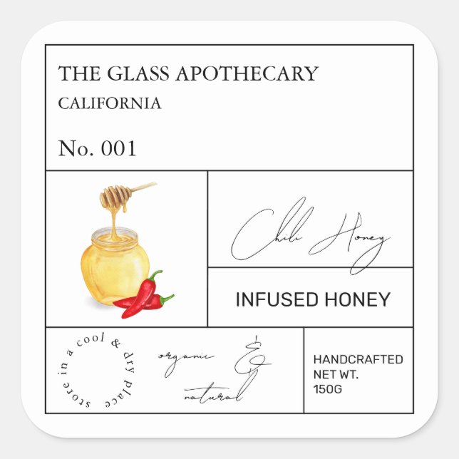 Apothecary Chilli Infused Honey Label (Front)