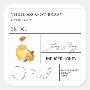 Apothecary Citrus Infused Honey Label