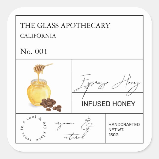 Apothecary Coffee Espresso Infused Honey Label (Front)