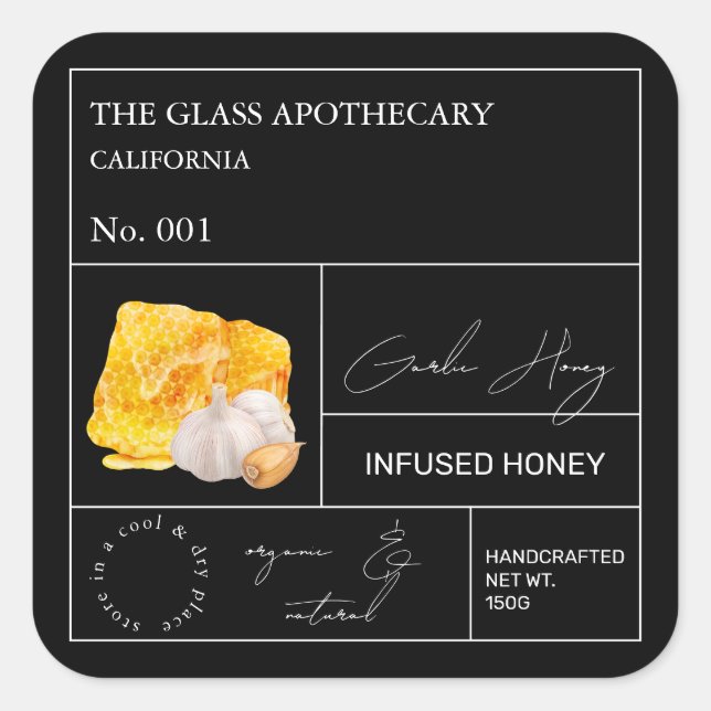 Apothecary Garlic Infused Honey Label (Front)