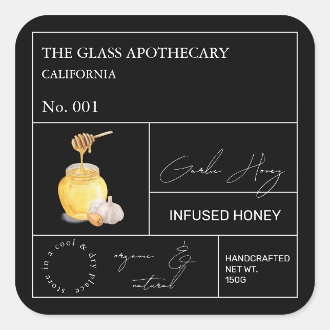 Apothecary Garlic Infused Honey Label (Front)