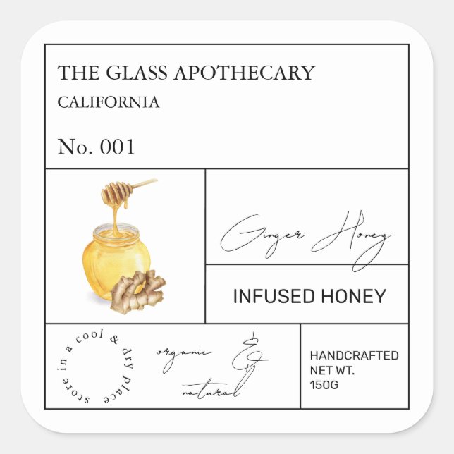 Apothecary Ginger Infused Honey Label (Front)