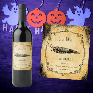 Apothecary halloween vintage ground Slug flesh Wine Label