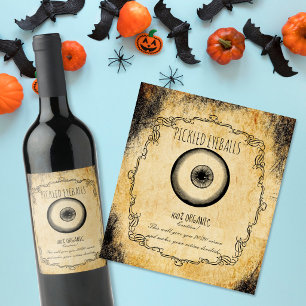 Apothecary halloween vintage Pickled eyeball Wine Label