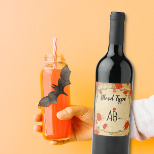 Apothecary halloween vintage vampire BLOOD Wine Label