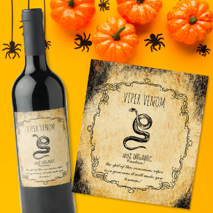 Apothecary halloween vintage viper venom wine label