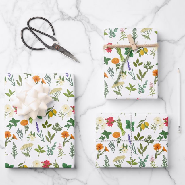 Apothecary Herb Wrapping Paper Sheets (Front)