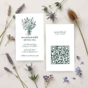 Apothecary Herbalist Wildflower Bouquet Rustic QR Business Card