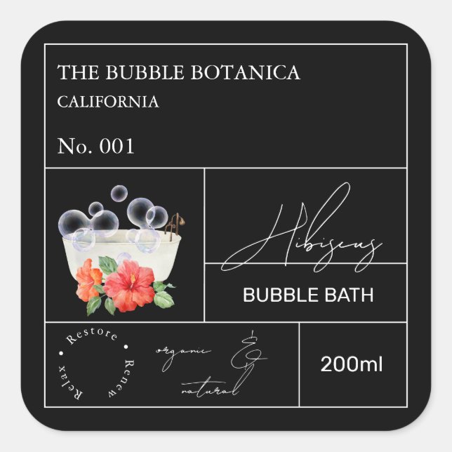 Apothecary Hibiscus Bubble Bath Label (Front)