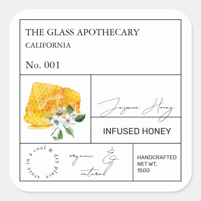 Apothecary Jasmine Infused Honey Label (Front)