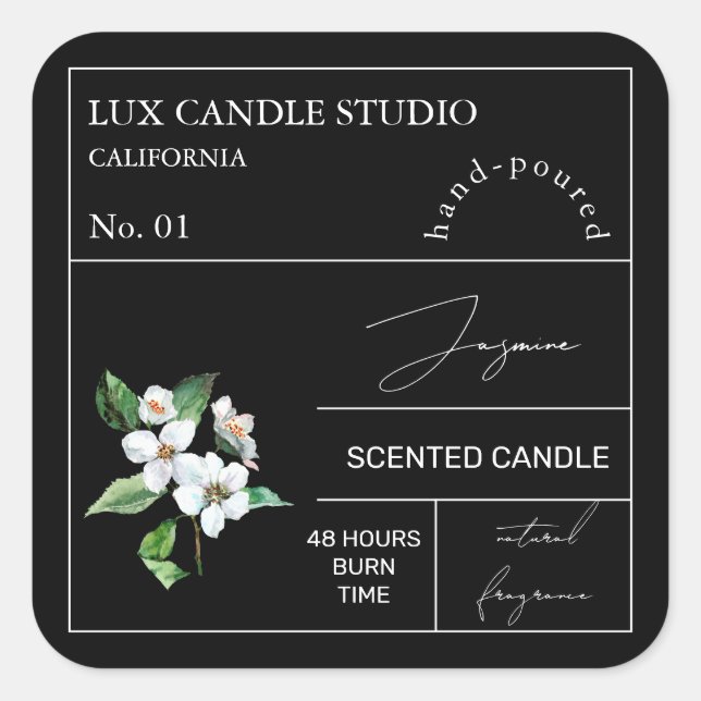 Apothecary Jasmine Scented Candle Label (Front)