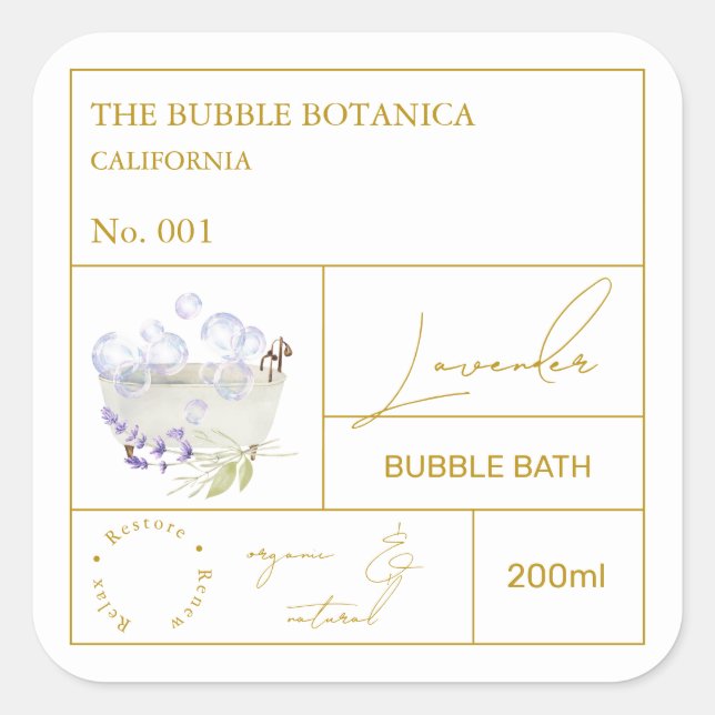 Apothecary Lavender Bubble Bath Label (Front)