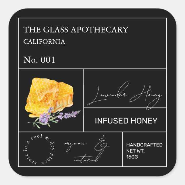 Apothecary Lavender Infused Honey Label (Front)