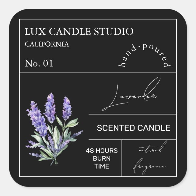 Apothecary Lavender Scented Candle Label (Front)