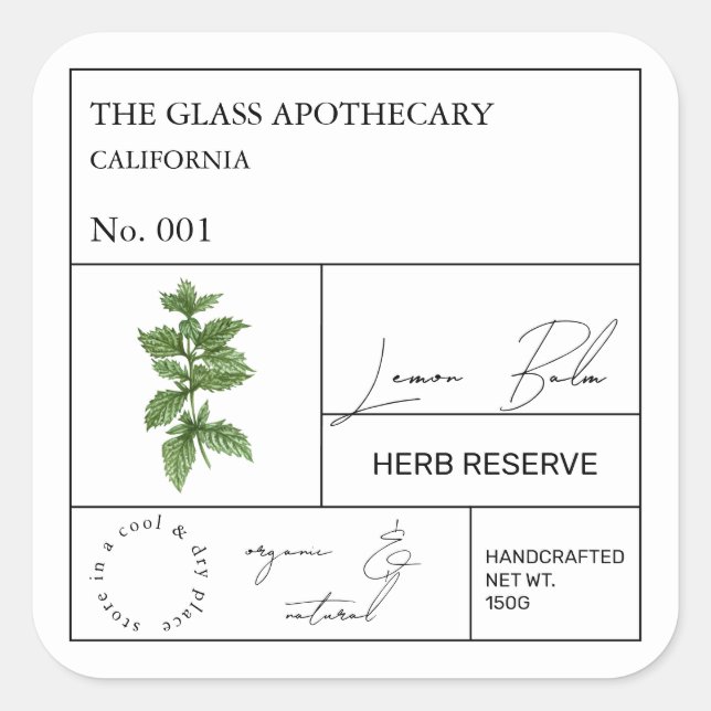 Apothecary Lemon Balm Label (Front)