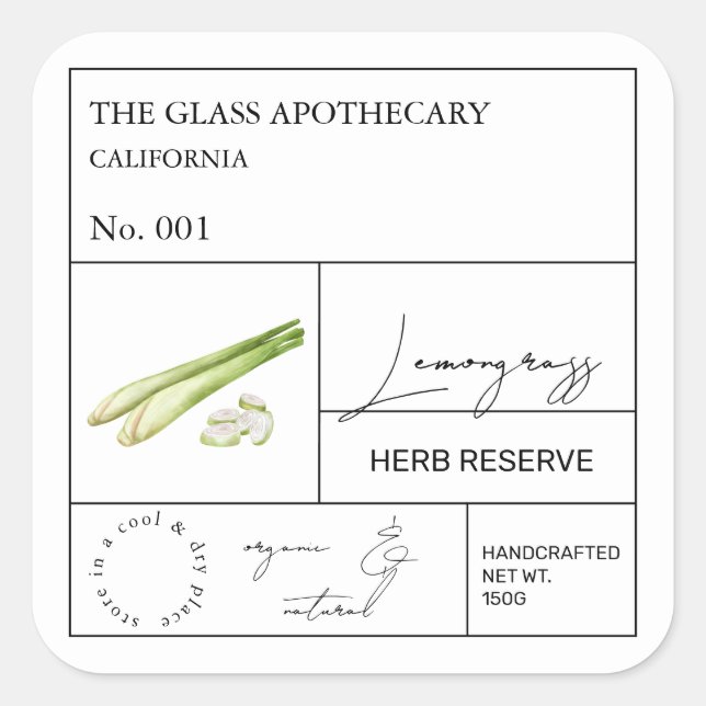 Apothecary Lemongrass Label (Front)