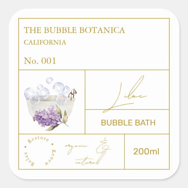 Apothecary Lilac Bubble Bath Label (Front)