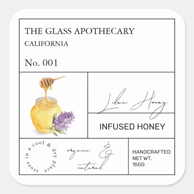 Apothecary Lilac Infused Honey Label (Front)