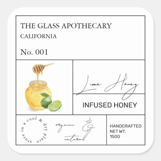 Apothecary Lime Infused Honey Label (Front)