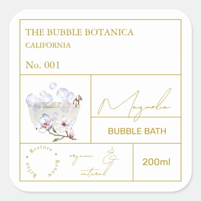 Apothecary Magnolia Bubble Bath Label (Front)