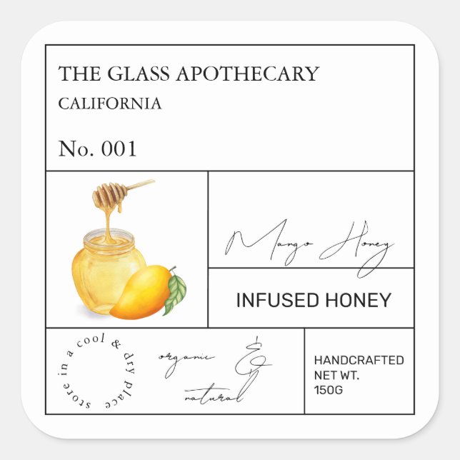 Apothecary Mango Infused Honey Label (Front)