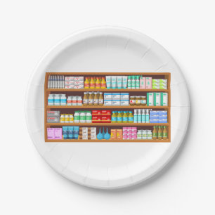 Apothecary Medicine Bottles and Supplies Pharmacy Paper Plate