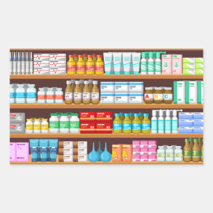 Apothecary Medicine Bottles and Supplies Pharmacy Rectangular Sticker