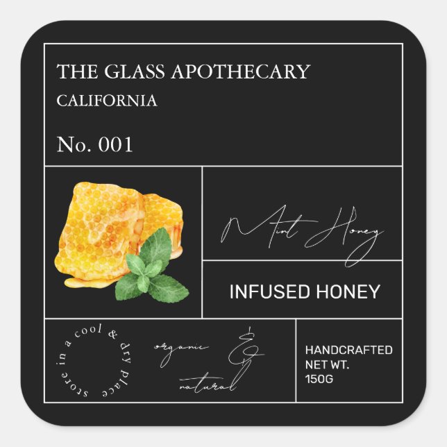 Apothecary Mint Infused Honey Label (Front)