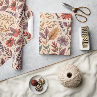 Apothecary Moody Autumn Floral Wrap Wrapping Paper
