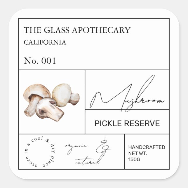 Apothecary Mushroom Label (Front)