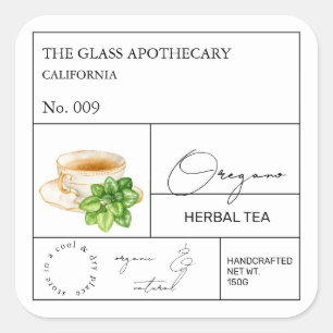 Apothecary Oregano Herbal Tea  Label