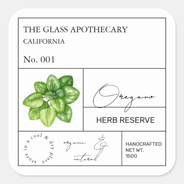 Apothecary Oregano Label (Front)