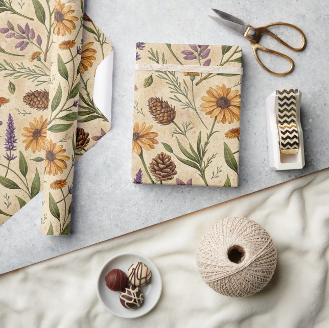 Apothecary Pinecone & Lavender Floral Wrap Wrapping Paper (Crafts)