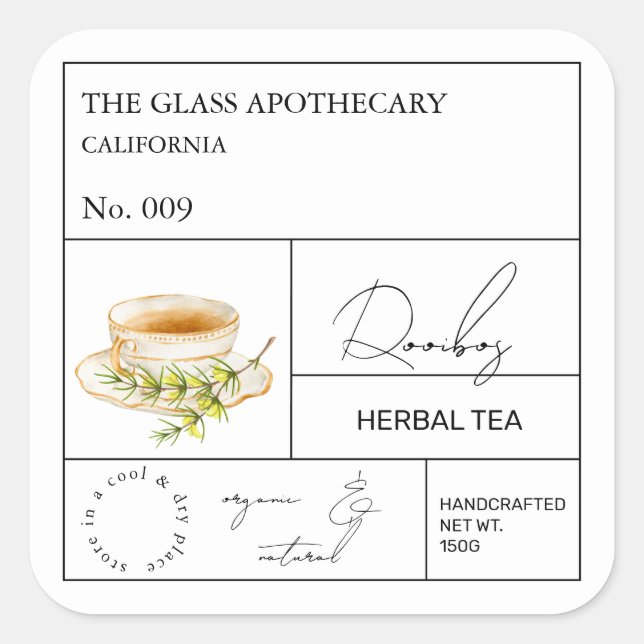 Apothecary Rooibos Herbal Tea  Label (Front)