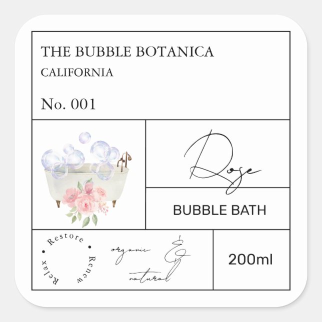 Apothecary Rose Bubble Bath Label (Front)
