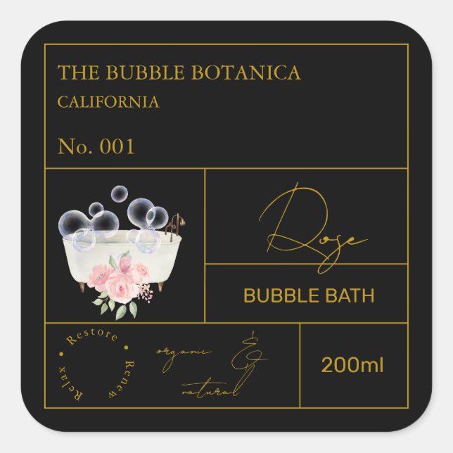 Apothecary Rose Bubble Bath Label (Front)