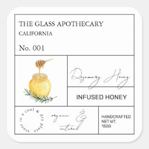Apothecary Rosemary Infused Honey Label