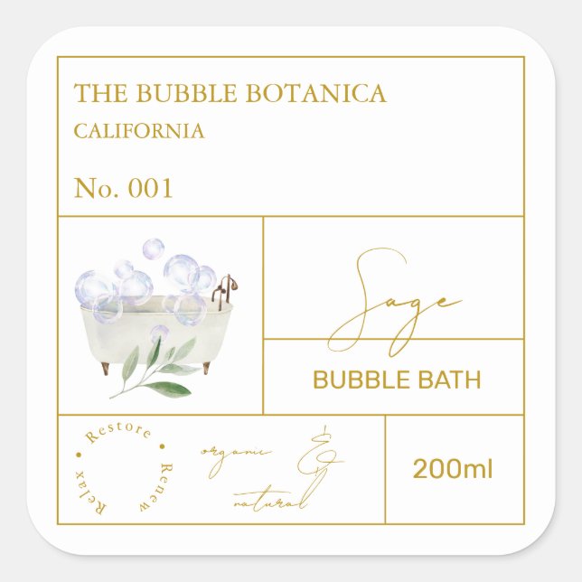 Apothecary Sage Bubble Bath Label (Front)