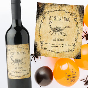 Apothecary Scorpion Sting Vintage Halloween Wine Label