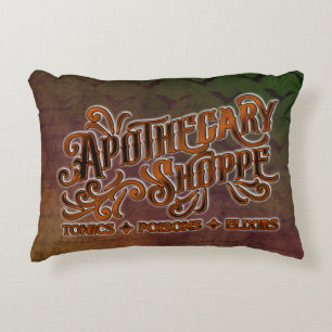 Apothecary Shoppe Halloween Gothic Sign Decorative Cushion