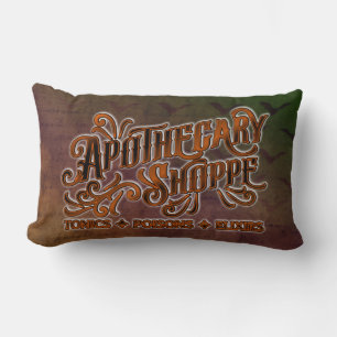 Apothecary Shoppe Halloween Gothic Sign Lumbar Cushion