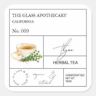 Apothecary Thyme Herbal Tea  Label