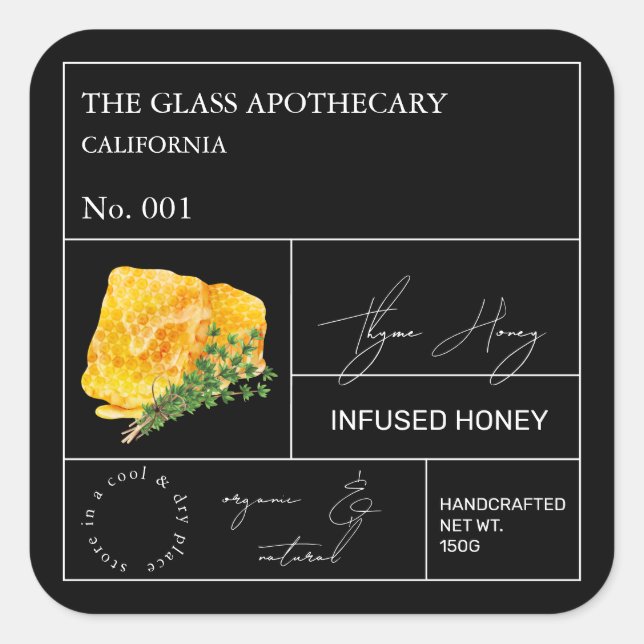 Apothecary Thyme Infused Honey Label (Front)