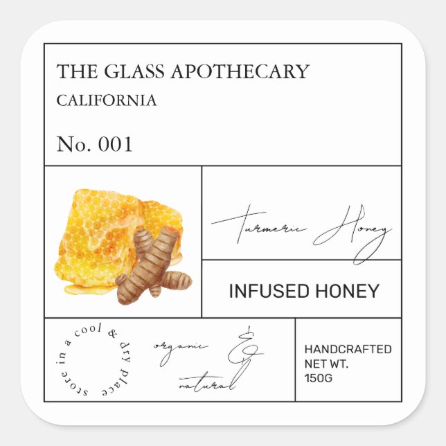 Apothecary Turmeric Infused Honey Label (Front)