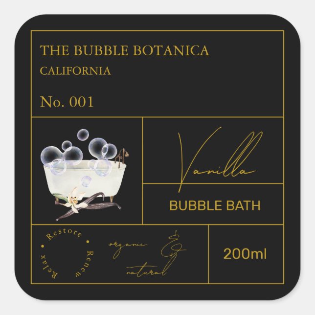 Apothecary Vanilla Bubble Bath Label (Front)
